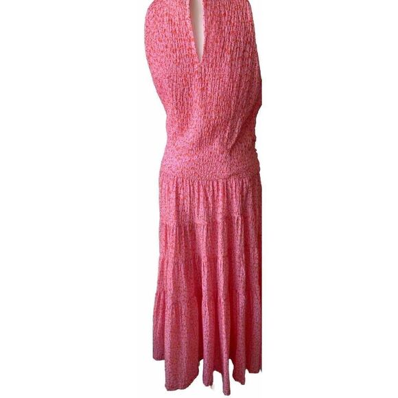 Cinq à Sept Womens Pink Lemonade Nelly Floral Tie Waist Tiered Midi Dress Sz 10 - Picture 7 of 7